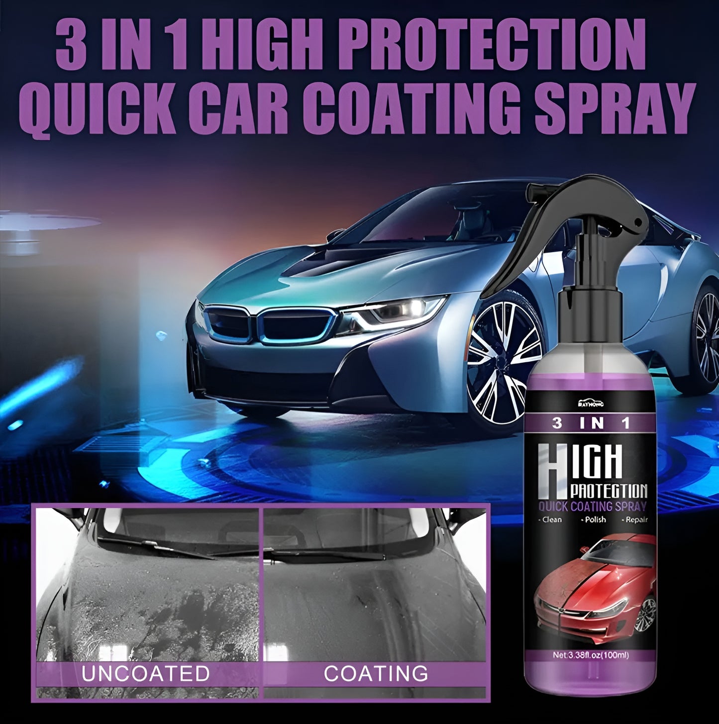 3-i-1 CarSpray™ | Rengör, återställ & skydda din bil! - 2+1 GRATIS!